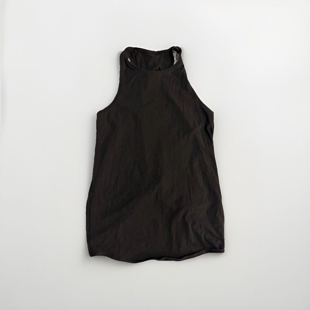 Lululemon All Tied Up Tank Top Black Pima Cotton Open Back Yoga Gym Size 6